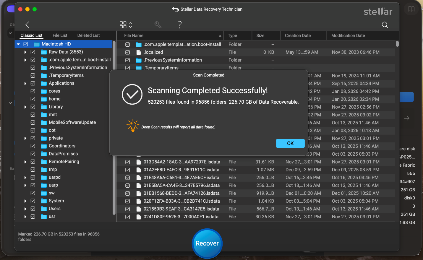 Scanning completed successfully